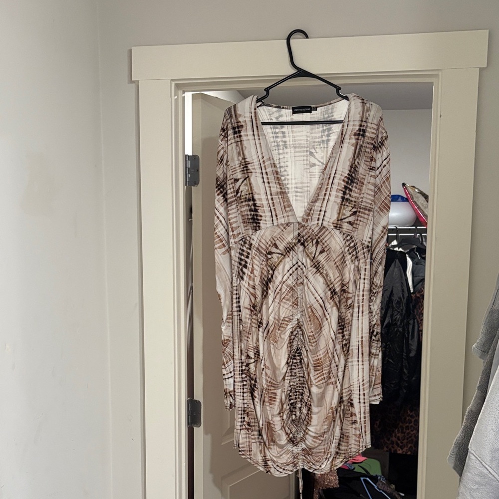 PrettyLittleThing Beige and Brown Dress